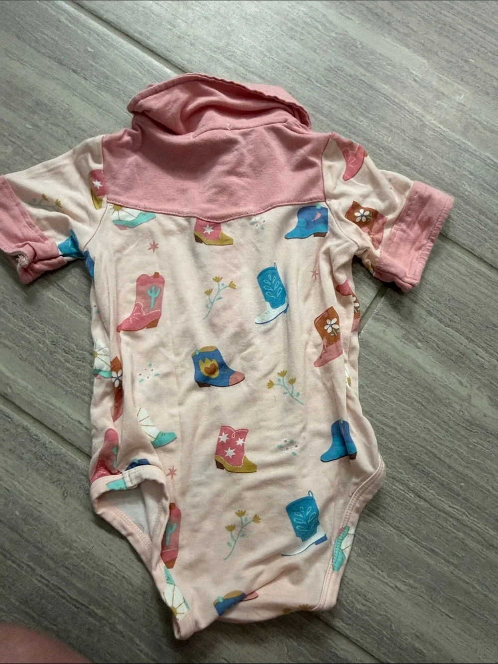 Angel Dear bamboo cowboy boot onesie